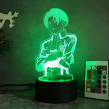 TD® 3D Illusion Lampe Led Veilleuse Anime Attaque Sur Titan Capitaine Levi Ackerman Figure Lampe 7 Couleurs Tactile Lampe de Chevet.