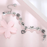 TD® Bijoux en alliage dégoulinant d'huile bracelet en perles en forme de coeur pour femmes pendentif en cristal bracelet femme 20CM