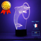 TD® Lampe optique poser décoratif tactile 7 couleurs illusion optique modèle dauphin - faible consommation câble USB ou prise secteu