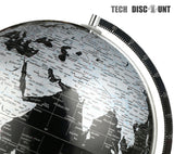 TD® Globe Terrestre en Métal/ Version Pédagogique/ Simple décoration de globe en métal noir et blanc/ Bureau/ Salon