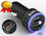 TD® Chargeur de voiture double usb-Chargeur allume cigare voiture lumineux- Accessoire auto pour charge USB