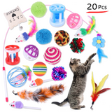 TD® 20 pièces jouets pour chats chats d'intérieur chatons teaser baguette pour chat tunnel jouet souris et balles pour animaux de