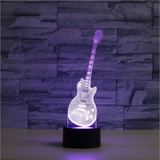 TD® Guitare 3D Led Veilleuse Sept Couleurs Tactile Télécommande 3D Lumière Visuelle Cadeau Petite Lampe De Table