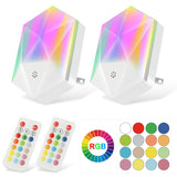 TD® 2 Pack Veilleuse LED Enfants Lampe de Nuit Bébé Plug-And-Play avec Télécommande 16 Couleurs Réglables RGB Luminosité Dimmable