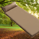 TD® Coussin de couchage de camping en plein air coussin auto-gonflant en daim simple avec coussin d'oreiller