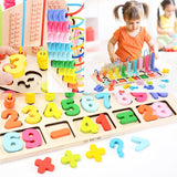 TD® Calcul des enfants en bois planche logarithmique éducation précoce forme numérique puzzle boulier blocs de construction jouet