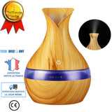 TD® Mini humidificateur  Diffuseur d'Huiles Essentielles Brume Fraîche 300ML bois aromathérapie machine 7 couleurs- Garantie de 2 an