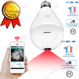 TD® Ampoule caméra de surveillance wifi 360 intérieur connectée espion sécurité sans fil infrarouge vision nocturne bidirectionnelle