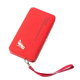 TD® Portefeuille Long en Cuir PU Rouge pour Femme Porte-Monnaie en Cuir Porte-Cartes Détails Chaussure à Talon /Fleurs Dorées/ Anse