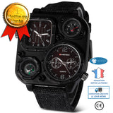 INN® Montre à quartz personnalité créative des hommes multi-fuseaux horaires sport denim calendrier heure mondiale GMT deux places