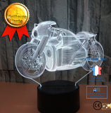 TD® Décoratif USB Autocycle 7 Couleurs Télécommande Illusion Optique Veilleuse 3D Visualisation Tableau Lampes De Bureau 3D Glow LED