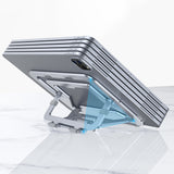 TD® Support de tablette en alliage d'aluminium réglable en hauteur, pliable, support paresseux de bureau plat en métal portable