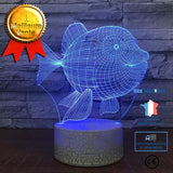 TD® Lampe optique poser décoratif tactile 7 couleurs illusion optique - modèle poisson - faible consommation câble USB ou 3 piles AA