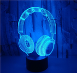 TD® Lampe Led Forme Casque Audio Luminaire Illusion 3d Décoloration à 7 Couleurs Tactile - Yonis Noir
