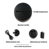 TD® Lampe optique poser décoratif tactile 7 couleurs illusion optique - modèle faucon - faible consommation câble USB ou 3 piles AAA