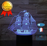 INN® INN Lampe 3D LED bateau 7 couleurs USB Veilleuse de chambre intérieur, Pour décoration de maison, Pour cadeau