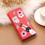 TD® Portefeuille Femme Motifs Chats Fleurs Modèles Porte Monnaie Long Porte-cartes Sac à main Détails Originaux  Forme Épurée Design