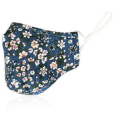TD® Masque en tissu floral Masque en coton lavable et anti-buée lavable pour femme Masque imprimé de fond bleu Marguerite