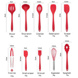 TD® 11 pcs Kit Ustensiles de Cuisine, ustensiles de Cuisine en Silicone résistant à la Chaleur Outils de Cuisson antiadhésifs/rouge