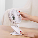 TD® Ventilateur de bureau haut et bas secouant la tête clip ventilateur charge usb pliant petit ventilateur à trois vitesses blanc