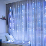 3m x 3m LED rideau lumineux Guirlande lumineuse LED cascade glace bande lumière mise en page de fond décoration de mariage Bl