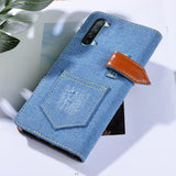 TD® Pour Samsung Galaxy S9 Téléphone Étui En Cuir Shell Flip Card Magnétique Boucle Titulaire Téléphone Étui De Protection Denim