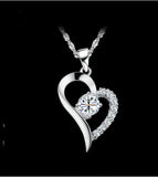 TD® Collier Coeur Cristal Swarovski Elements Blanc Plaqué Or Blanc Cadeaux Anniversaire Saint-Valentin....
