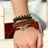 TD® Bracelet de costume rétro simple européen et américain bracelet de combinaison de cuir de corde de chanvre pour hommes