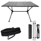 TD® Table pliante de camping Table pliante à hauteur réglable manuelle Table de barbecue portable extérieure Table basse extérieure