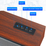 TD® Amplificateur de carte de téléphone portable de bureau de haut-parleur bluetooth sans fil à longue bande en bois rétro à la mais