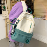 TD® Cartable scolaire sac à dos lycée collège mignon nylon style campus fourniture scolaire couleur blanc turquoise bleu poches