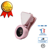 TD® Objectif fixable zoom lumière LED Macro Lens Grand angle grand angle clip téléphone portable objectif zoom 15x grand angle rose