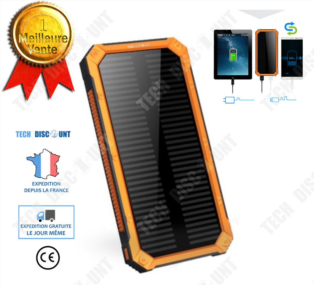 TD® Batterie externe 12000 mAh chargeur solaire téléphone