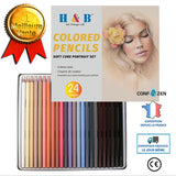 Ensemble de stylos de couleur de peau de peinture de personnage de 24 couleurs, portrait de crayon de couleur, fournitures pe