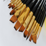 Ensemble de pinceaux 17 pièces de pinceau d'art en nylon en bois Ensemble de pinceaux aquarelle pour peinture à l'huile acryl