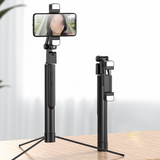 TD® Bâton de Selfie extérieur en alliage d'aluminium trépied Selfie Stick 1.7m Bluetooth lumière de remplissage à distance bâton Pho