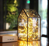 TD® Feu arbre argent fleur lampe de table géométrie nordique fleur chambre petite maison décoration artisanat cadeau lampe de table