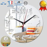 TD® Horloge Murale DIY Acrylique Miroir Décoration/ Maison Salon Bureau/ Cadre photo autocollant mural horloge à quartz