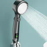 Pomme de douche pressurisée  Quatre vitesses  Arrêt de l'eau par une seule touche  Booster puissant  Affichage numérique intelligent