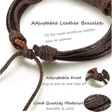 TD® Ensemble en cuir Bracelet pour homme Pierre volcanique Perles en bois Bracelet en cuir tressé rétro Ensemble de 4 pièces