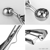 TD® Cuillère à glace inox tefal pro en acier creuser gâchette fruits crème de pastèque purée de pommes de terre à bille scoop gâteau