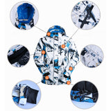 TD® Combinaison de ski combinaison homme placage imperméable coupe-vent humidité respirant chaud résistant à l'usure coupe-vent-XXXL