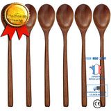 TD® Cuillères en Bois,Cuillères À Soupe en Bois de 6 Pièces Pour Manger Mélanger Remuer Cuisiner,Cuillère À Long Manche Avec Ustensi