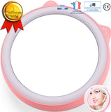 TD® miroir maquillage de poche lumineux led professionnel pas cher voyage femme mamie rond usb batterie externe portable lumiere