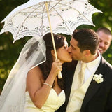 TD® Chic parapluie en bois avec dentelles fait à la main pour femmes - parapluie moderne pour mariage et pour mariée Decor blanc