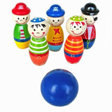 TD® Lot de Quille Colorées en Bonhomme Jouet pour enfants en bois boule de bowling Quille drôle enfants jeu de plein Air accessoires