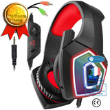 TD® Casque de jeu avec son surround, lumière LED RVB et microphone antibruit pour PS4, PC, Mac, Xbox One (adaptateur non inclus)