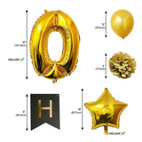 TD® Ballons Happy Birthday 50ème Anniversaire / Fournitures Décorations 50 Ans/ Noir et Or Gros Ballon Aluminium & Latex