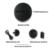 TD® Lampe optique poser décoratif tactile 7 couleur illusion optique - modèle petit chien - faible consommation câble USB 3 piles AA