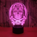TD® Lampe Crâne d'Halloween tactile coloré 3D veilleuse lampe de table stéréo 3D créative - lampe veilleuse décoration hollogrames